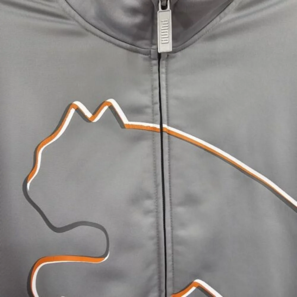 Puma Mens Medium Zip Up Track Jacket (Lot Of 2) Gray Logo Pockets 100% Polyester